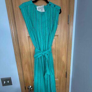 Ace & Jig Sleeveless Green Striped Midi Belted Dress